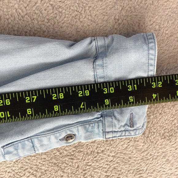 Chaps Men Denim Shirt Size XXLT Long Sleeve Blue Button Up Casual Classic Travel - Picture 6 of 14